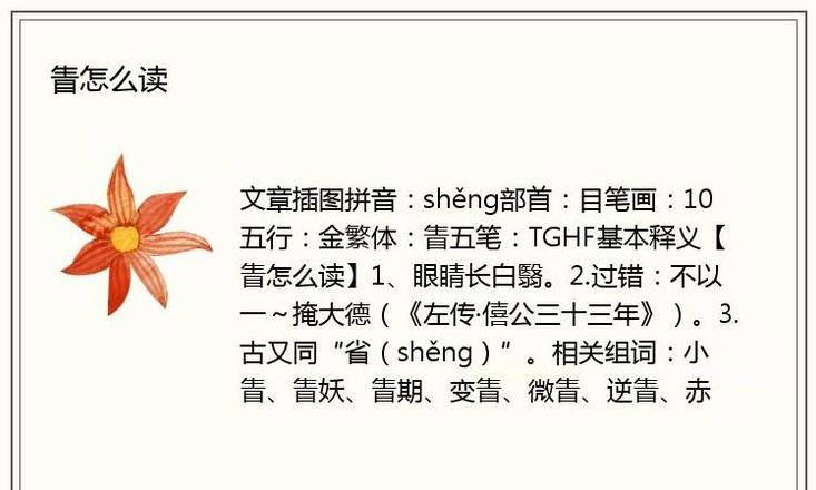 汉字眚的正确读音及含义解析