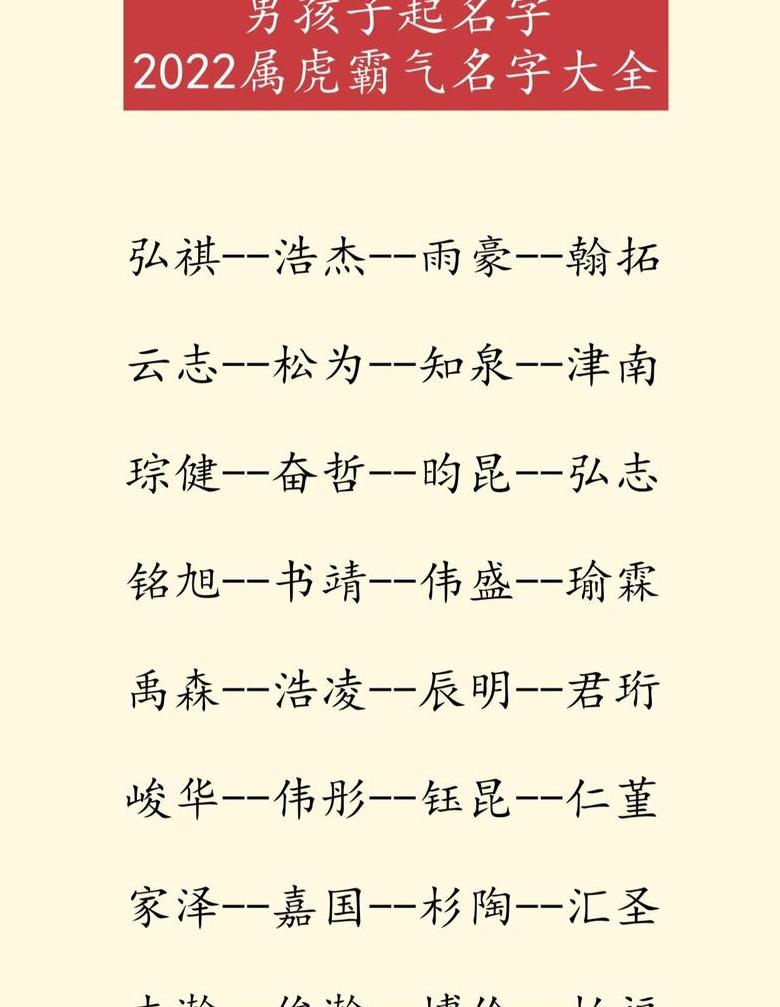 2022虎年男孩名字精选：大气好听的起名建议